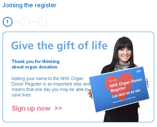 NHS 'Transplants save lives' website 